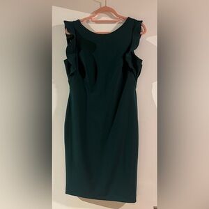 Calvin form fitting flutter sleeve knee length cocktail dress